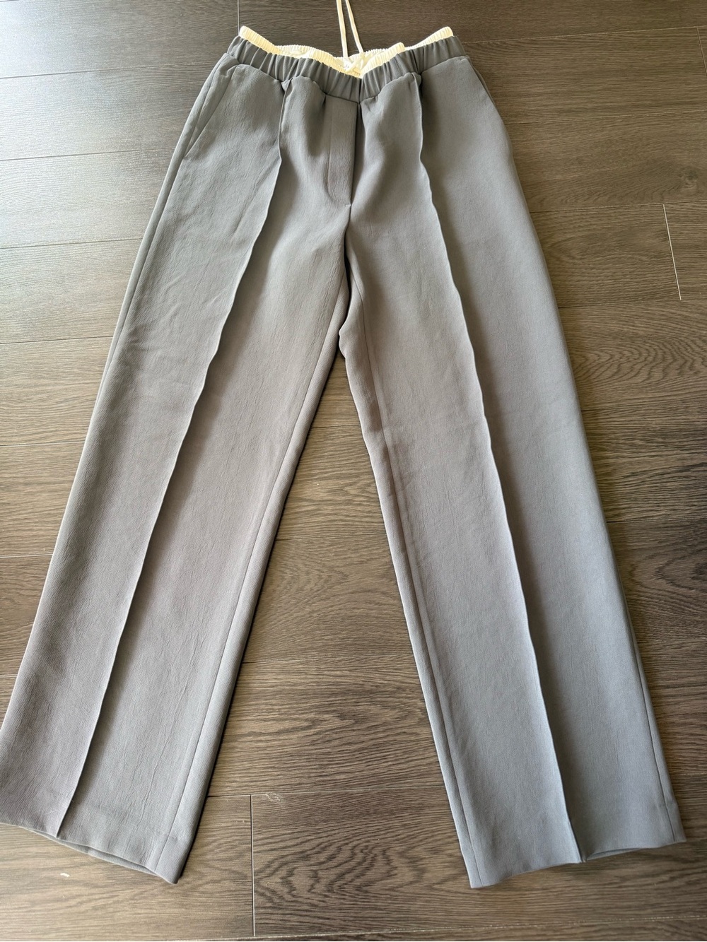 Aritzia wide legged pleated trouser grey